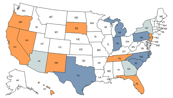 State Map for Lighting Technicians