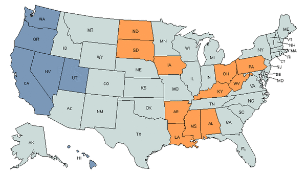 State Map for Radiologic Technologists & Technicians