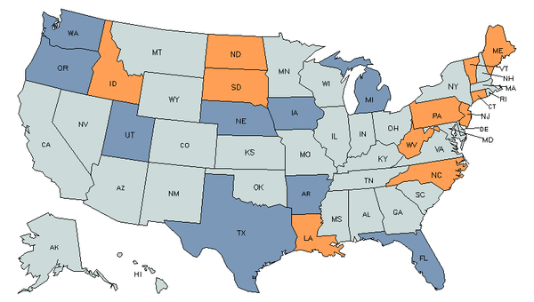 State Map for Emergency Medical Technicians