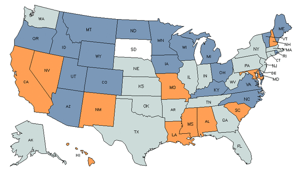 State Map for Switchboard Operators, Including Answering Service