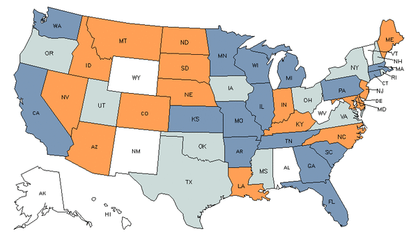 State Map for Credit Authorizers, Checkers, & Clerks