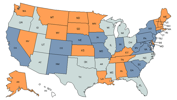 State Map for Insulation Workers, Floor, Ceiling, & Wall