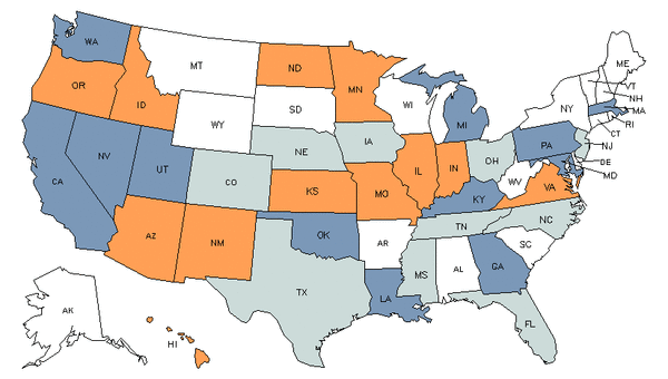 State Map for Electronic Equipment Installers & Repairers, Motor Vehicles