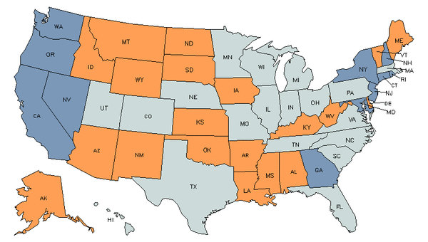 State Map for Water & Wastewater Treatment Plant & System Operators