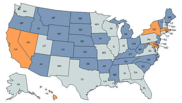State Map for Audio & Video Technicians