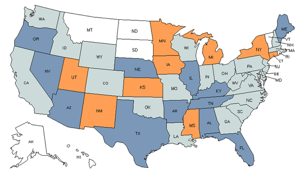 State Map for Recreational Therapists