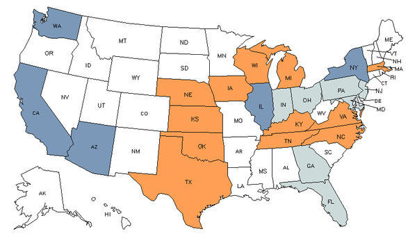 State Map for Medical Dosimetrists