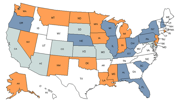 State Map for First-Line Supervisors of Gambling Services Workers