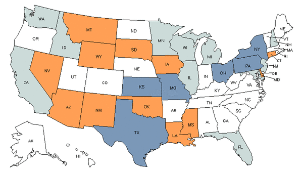 State Map for Gambling Change Persons & Booth Cashiers