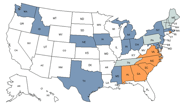 State Map for Textile Winding, Twisting, & Drawing Out Machine Setters, Operators, & Tenders